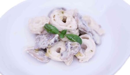 Beef Tortellini in Cream and Mushroom Sauce