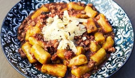 Cauliflower Gnocchi with Pork Bolognese Sauce