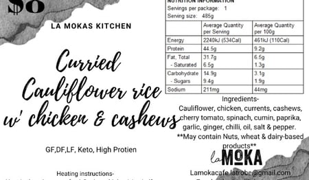 Curried cauliflower rice with chicken & cashews 