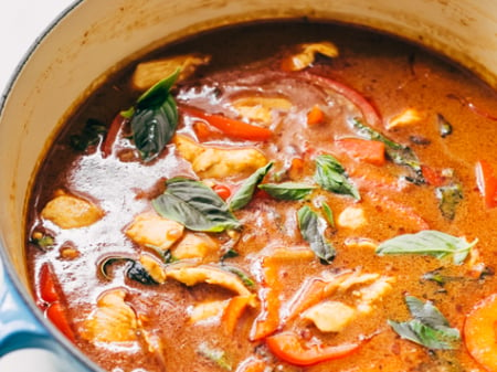 Penang Chicken Curry with Rice and Vegetables