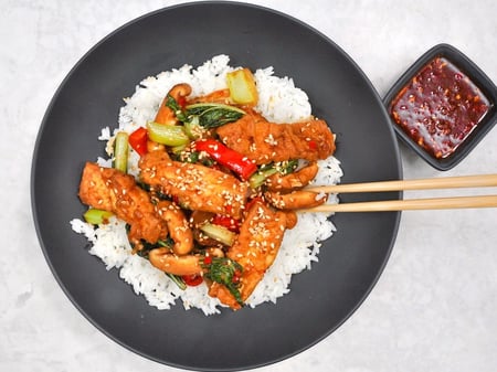 Tofu bulgogi and mixed vegetables