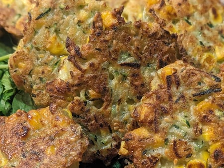 Zucchini & Sweet Corn Fritters | GF - DF - Vegan - Halal - LoFo