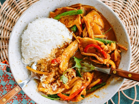 Thai Red Chicken Curry w/ Rice and Vegetables