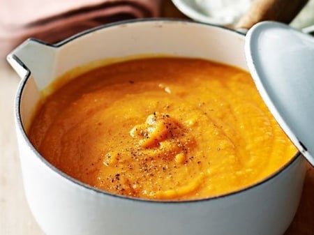 Spiced Sweet Potato Soup with Lime and Sesame