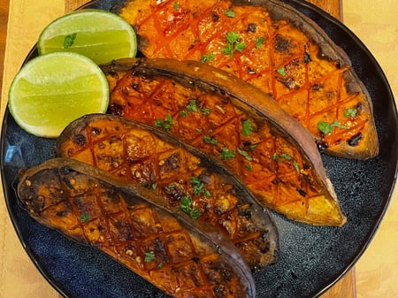 Honey Roasted Sweet potato with Lime Juice.