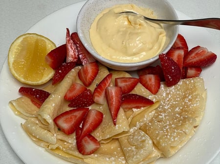 Crepes with Strawberries & Lemon Curd.