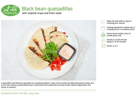 SPECIAL: Black bean quesadillas with chipotle mayo and fresh salad