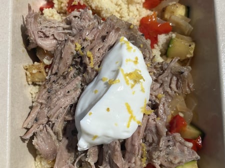 Slow cooked Greek Lamb and couscous 670 Cals