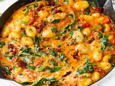 Gnocchi with Red Pesto, Mascarpone and Baby Spinach - FROZEN DOWN