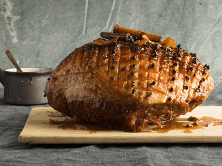 *Whole Glazed Ham with Backyard Honey & Stonefruit Glaze*