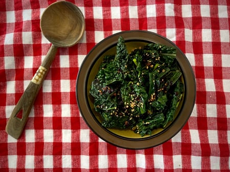 Greens with chilli oil