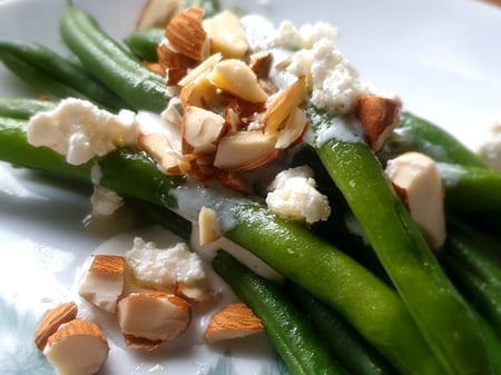 Green Beans w Goats Cheese & Almonds