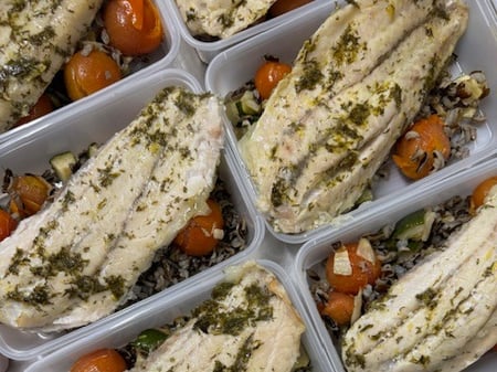 Lemon & Dill Barramundi w/Wild Rice & Roast Vegetable Medley