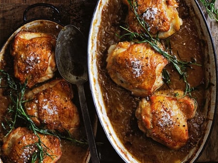 Tarragon & Brandy Roast Chicken with Crispy Roast Potatoes