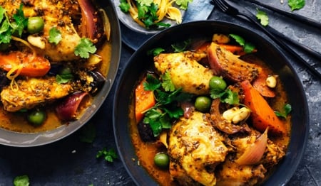 Chicken and green olive tagine