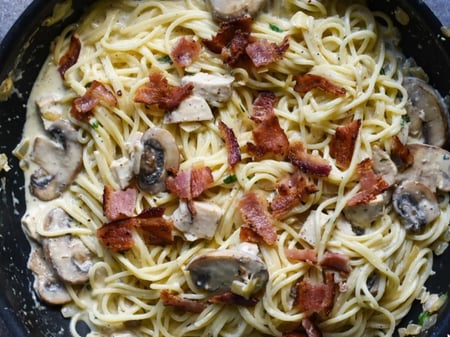 Bacon & mushroom spaghetti carbonara