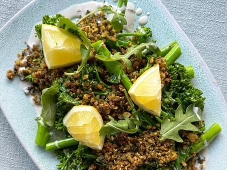 Broccolini w/ lemon tahini & falafel crumble