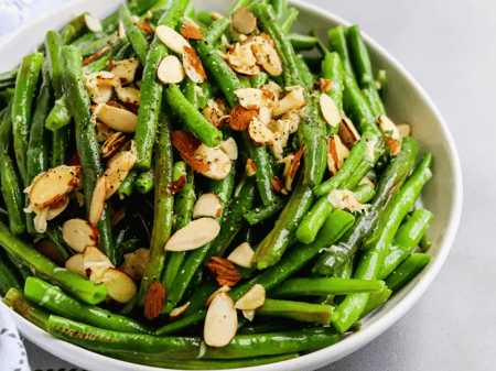 Sautéed Green Beans w/ garlic confit butter & almonds