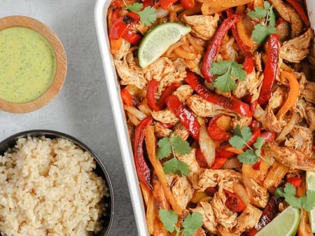 Chicken thigh fajitas with fried rice