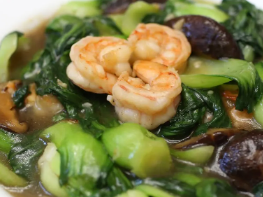 Japanese Braised Prawns with Bok Choy and Mushrooms