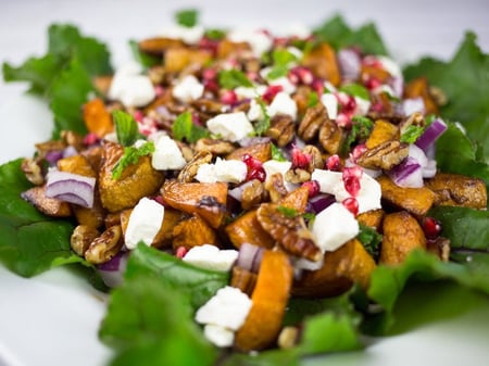 Sweet Potato & Feta Salad w/ Cranberries & Pecans