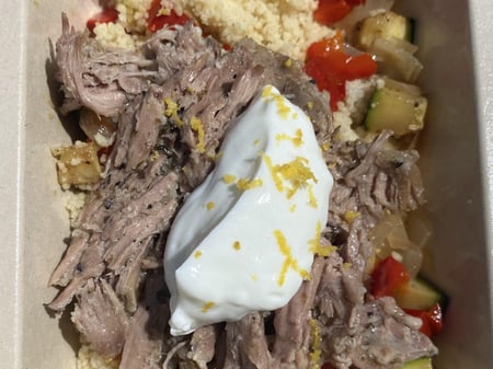 Slow cooked Greek Lamb and couscous 840 Cals