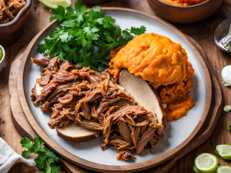 BBQ Pulled Pork with Sweet Potato Mash