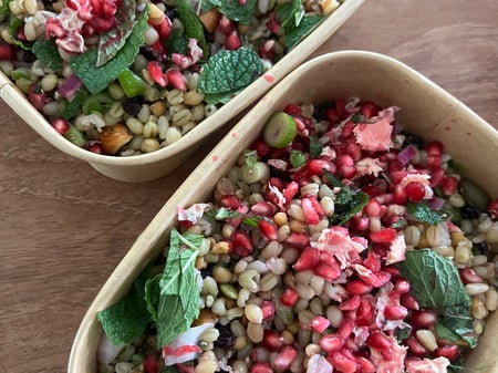 Cypriot Grain Salad with Pomegranate & Yoghurt dressing