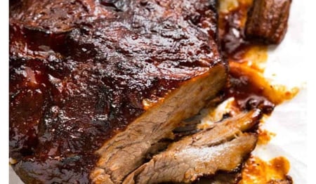 Slow Cooked Beef Brisket with homemade BBQ sauce