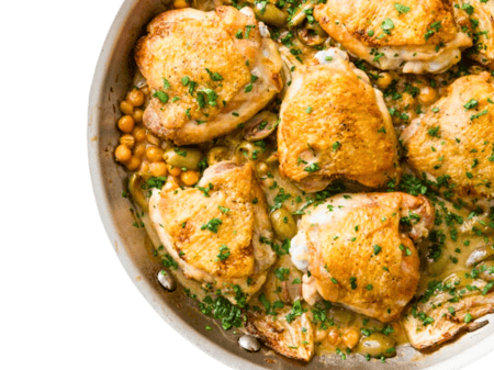 Lemony Chicken with Marjoram, Chardonnay and Butter Beans