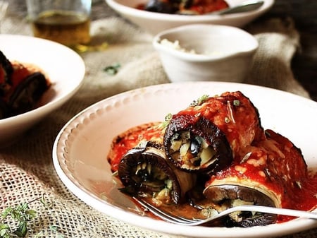 Eggplant, Ricotta, and Spinach Involtini