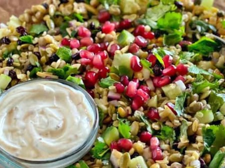 Ancient Grain Salad w/ Tahini Mint Dressing