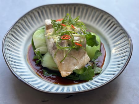 Asian Barramundi Tray Bake with Soy, Ginger & Shallot