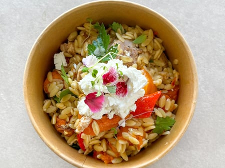 Roasted chicken, vegetable and Risoni pasta salad