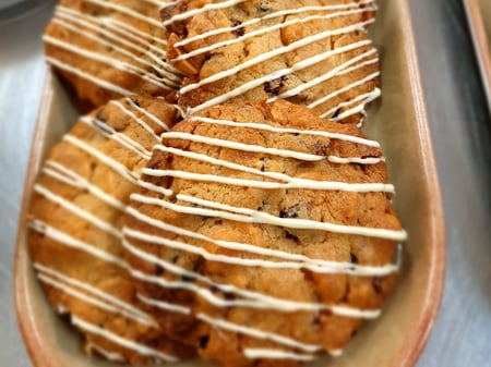 White Chocolate, cranberry and macadamia nut biscuits