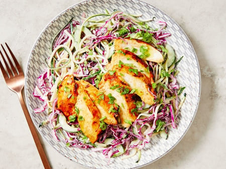 Chicken, Edamame and Fennel Slaw with Miso Ginger Dressing