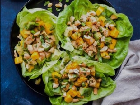 Chicken and Mango Salad with Toasted Macadamia and a Lychee Chia Mayo