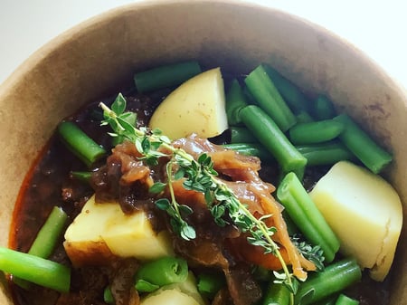 Beef Casserole with red wine and caramelised onion