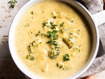 Broccoli, Cheddar and Zucchini Soup