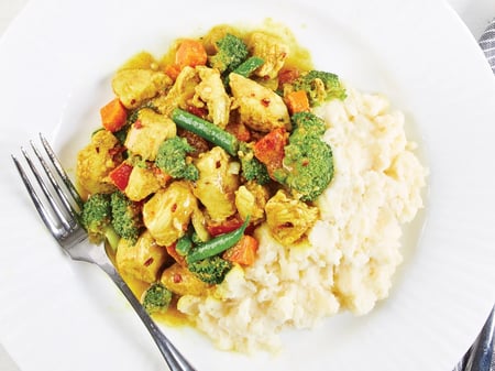 Vegetable Curry with Mash Potatoes