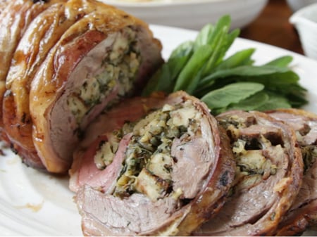 Slow Roasted Pork Scotch with Sage and Onion Stuffing