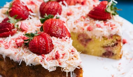 Strawberry, Orange and Coconut Cake with Strawberry Cream Cheese Icing