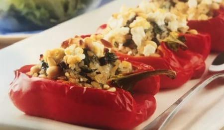 Rice and feta roasted capsicums