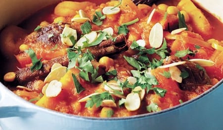 Healthy Roast Pumpkin, Sweet Potato and Date Tagine