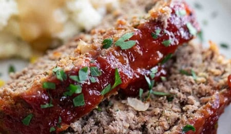 Home Made Meatloaf with BBQ Glaze and Mash