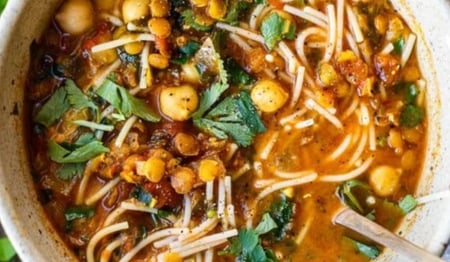 Moroccan Lentil & Chickpea Soup (Vegan)