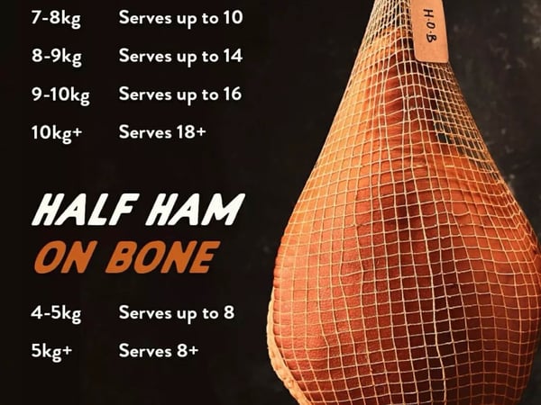 christmas half ham on the bone 4-5kg $28kg