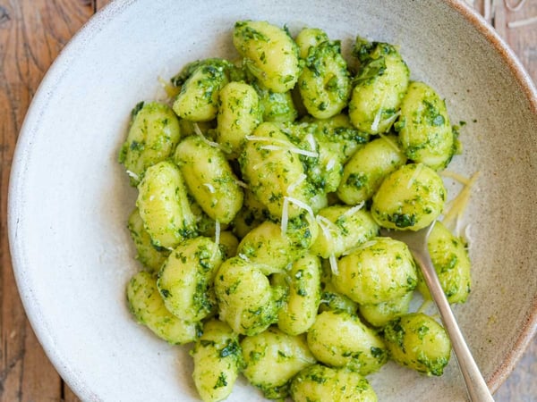 Rustic Parmesan Gnocchi with Basil Pesto