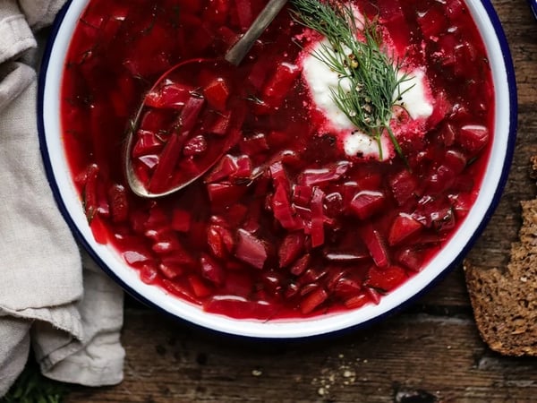 Borscht with Fresh Dill & Chunky Spring Veg