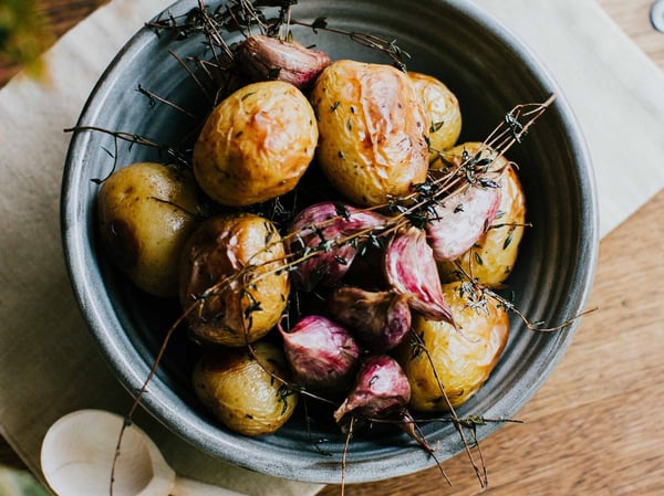 Festive Garlic, Thyme, and Rosemary New Potatoes